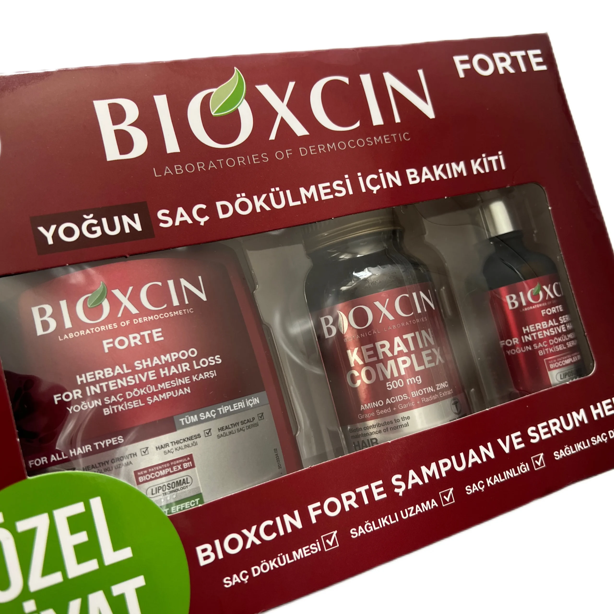 پک ضدریزش و رشد مجدد قوی فورت بیوکسین Bioxcin مخصوص مرد و زن شامل:شامپو+مکمل غذایی+سرم اورجینال - Image 3